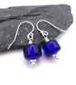 cobalt blue lampwork glass earrings - Image 2
