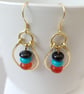 Boho Textured Brass Drop Earrings With Gemstone Dangle Gold Coloured Earrings - Image 8