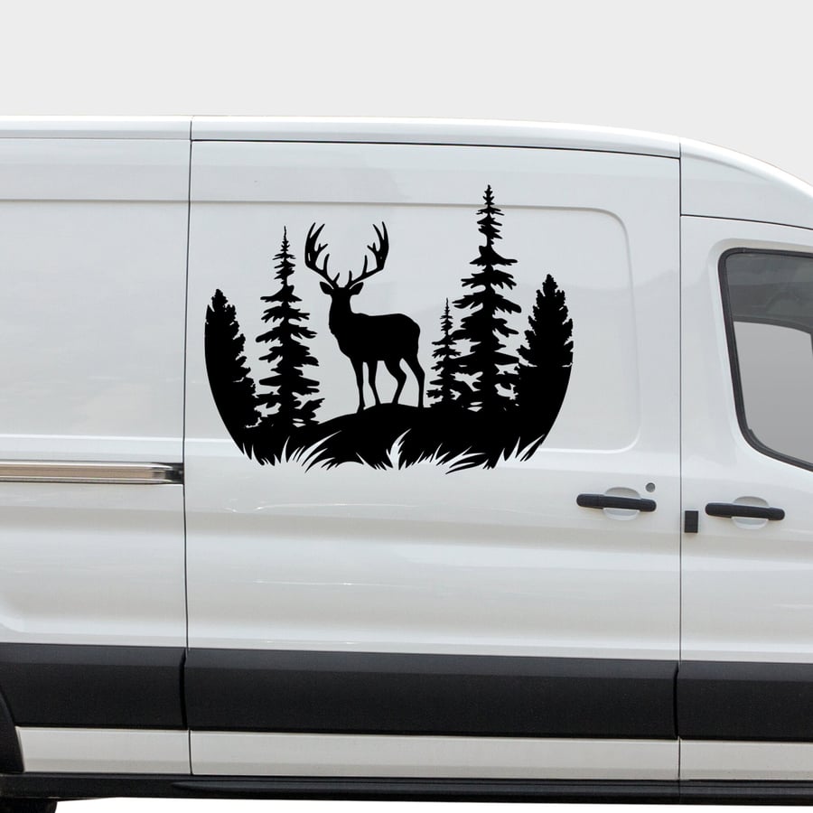 Camper van Forest Sticker Motorhome Decal Camping Mountain Exploring Vinyl Car S
