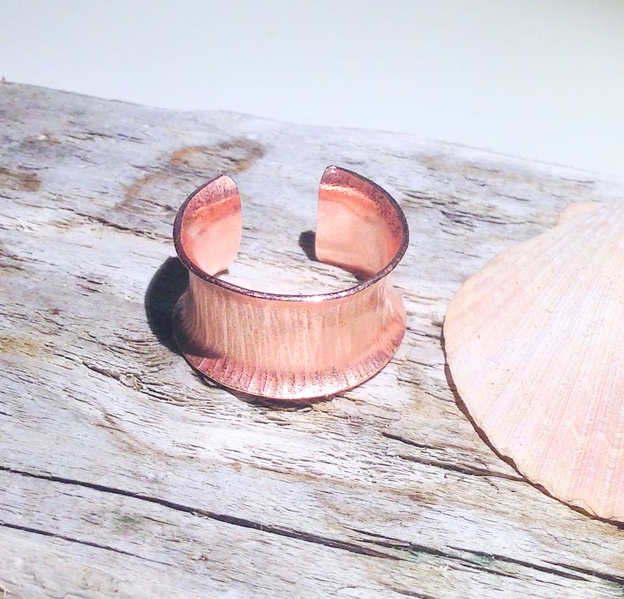 Copper Anticlastic Open Hammer Textured Ring - UK Free Post