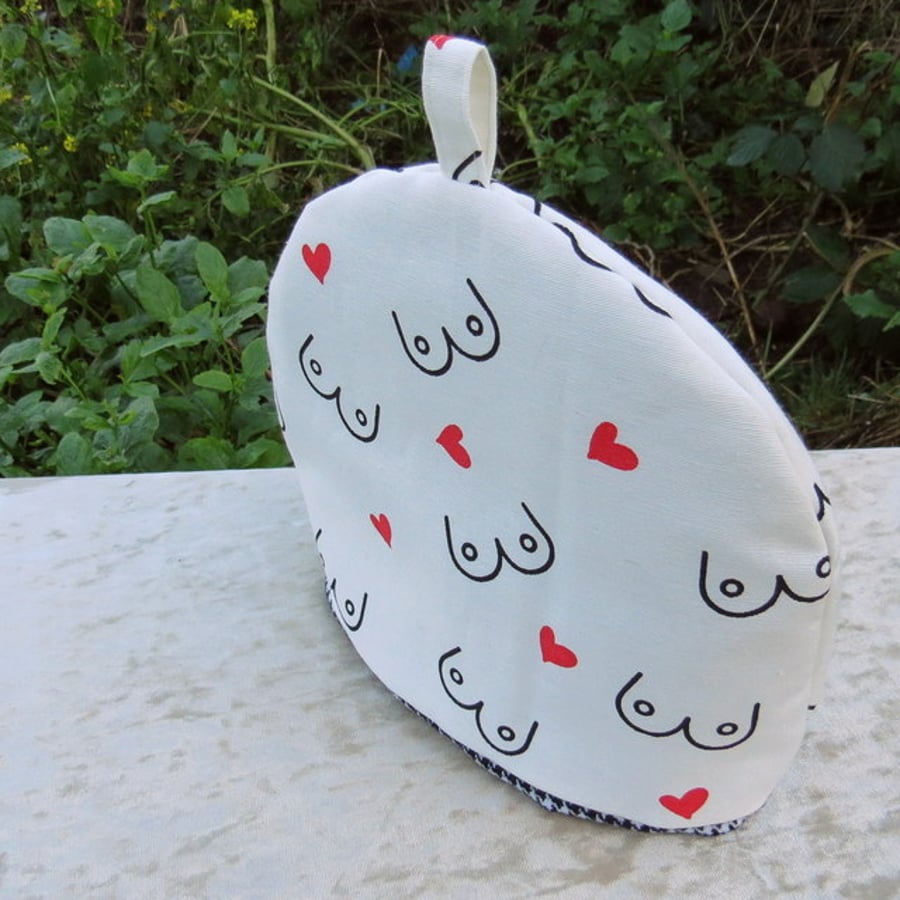 Breast Cancer Awareness.  A tea cosy made to fit a 2 cup teapot.  Small tea cosy