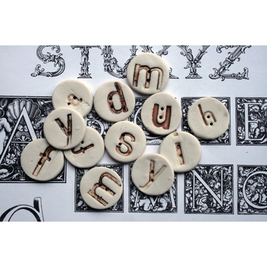 alphabet buttons - handmade ceramic letters