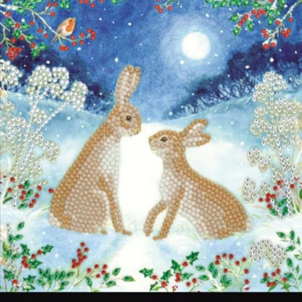 Hares Christmas crystal art craft buddy kit