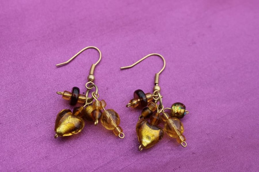 Gold tone drop earrings