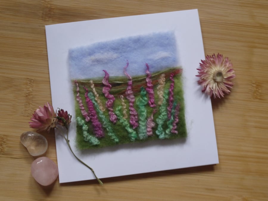 Needle Felted handmade Spring Flowers greeting card