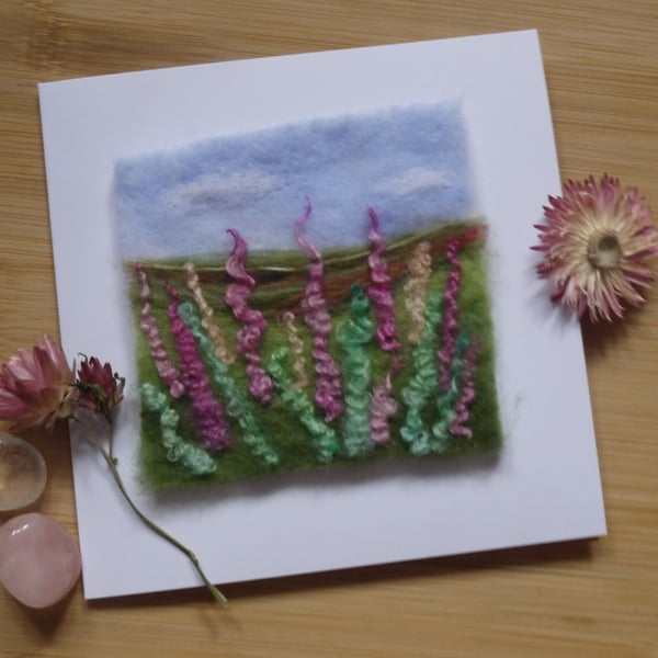 Needle Felted handmade Spring Flowers greeting card