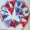 'Seconds' Mini 'Happy Birthday' bunting in red, white and blue - sample piece