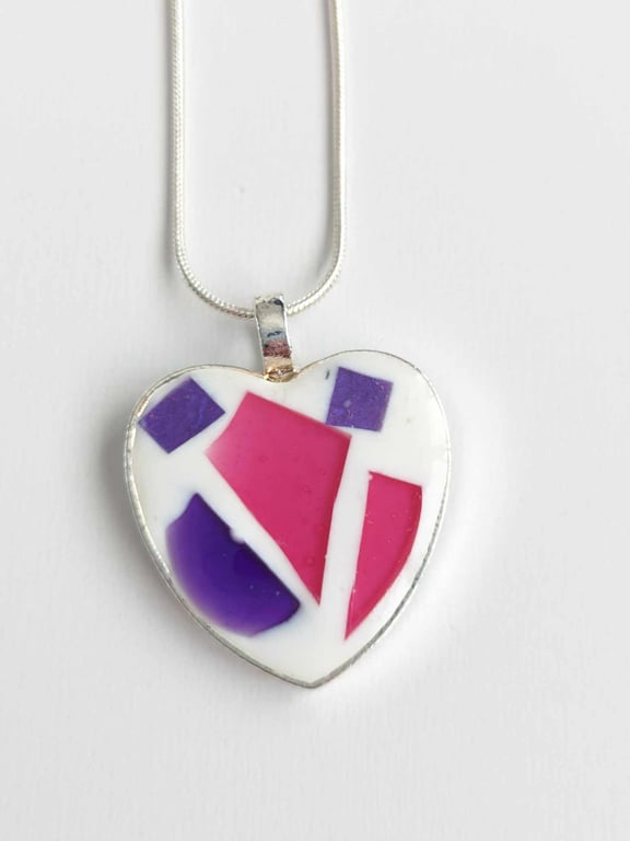Mosaic Inspired Resin Heart Pendant