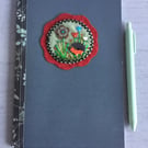 Hand Embroidered Garden Hedgehog Notebook and Pen Set