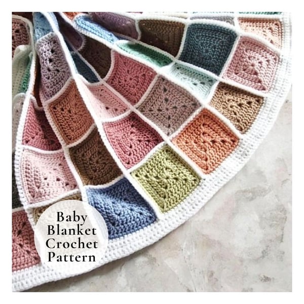 Crochet Baby Blanket Pattern - Granny Square Stash Busting Project