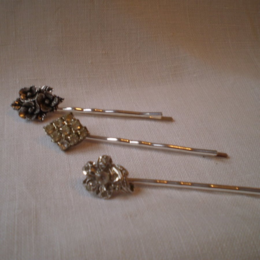 Vintage Crystal/Diamante Hair Slides/Grips