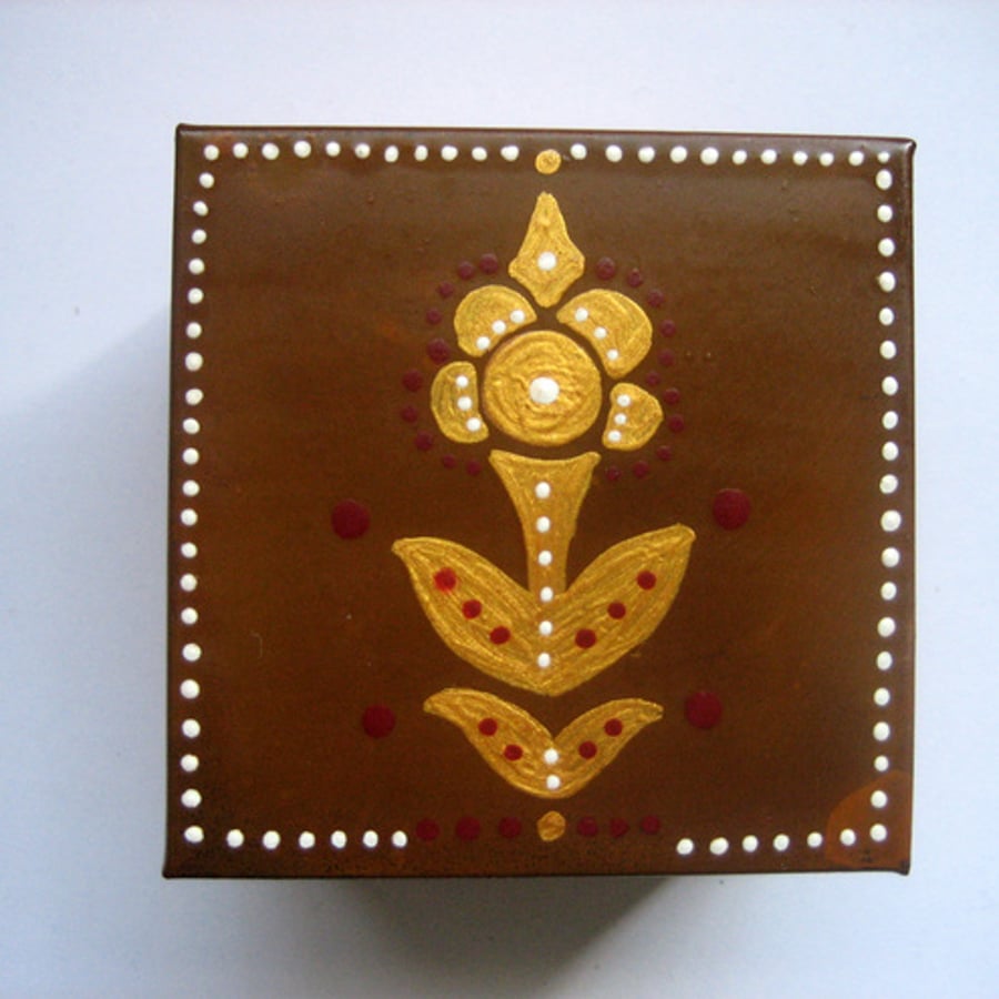 Hand painted  copper trinket box (4)