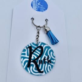 Personalised acrylic keychains with tassel - choose name - colour - pattern