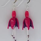 Fuchsia flower earring, pink & purple