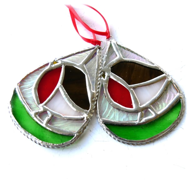 Teardrop Decoration Robin Stained Glass Suncatcher Christmas