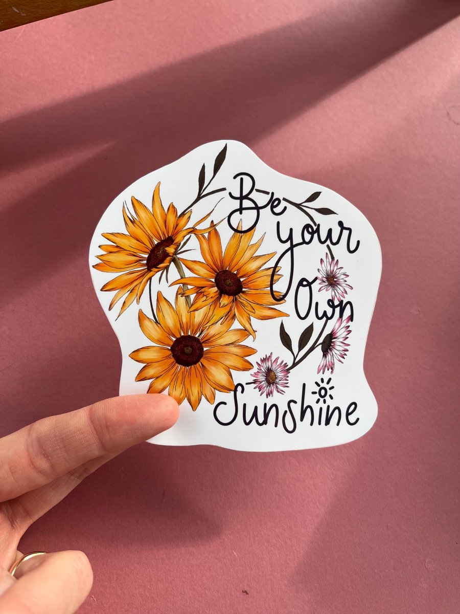 Large sunflower sticker, vinyl sticker, self affirmation sticker, 