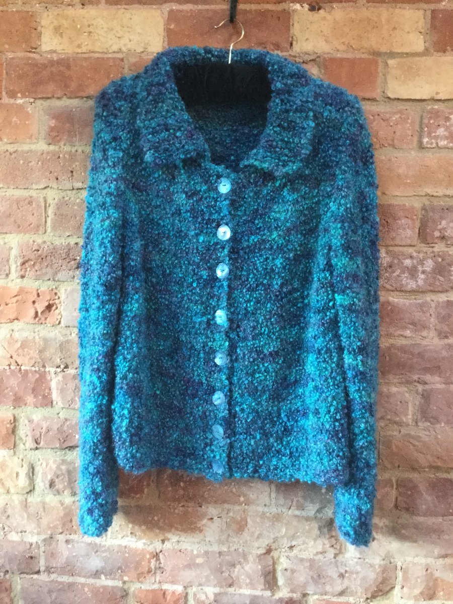 MoBair Hand Knitted Hand Dyed Mohair Bubble Cardigan.