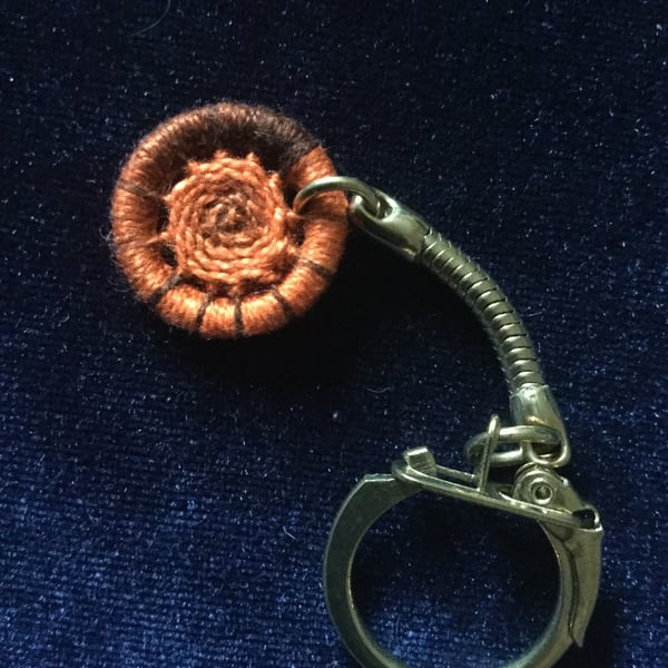 Dorset Button Key Ring, Orange-Brown, K9