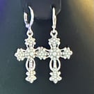 Stirling Silver Earrings with cross pendants 