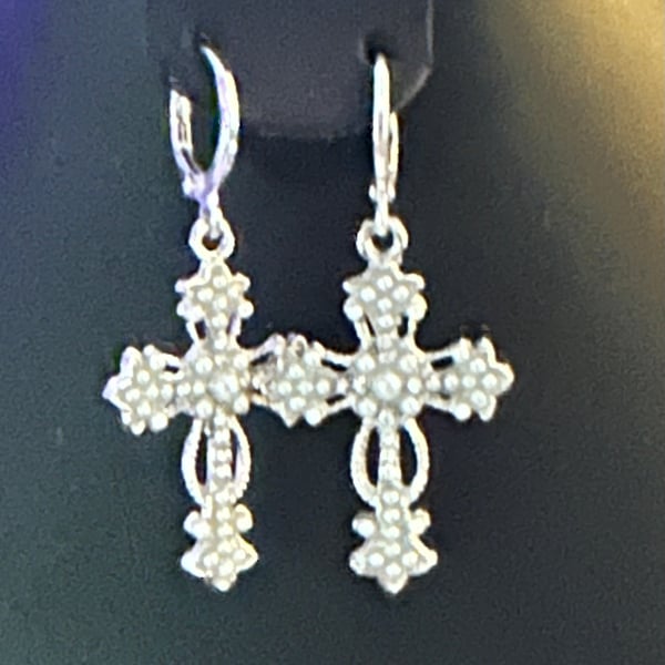 Stirling Silver Earrings with cross pendants 