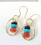 Boho Textured Brass Drop Earrings With Gemstone Dangle Gold Coloured Earrings - Image 9