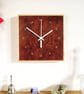 Square Wooden Wall Clock, handmade in Burr Madrona, Sycamore and Old Ebony. - Image 1