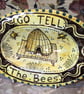 Oval slip ware dish with hand painted bee skep