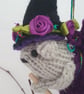Hand Knitted Mini Witch Mouse - Amethyst - Image 2