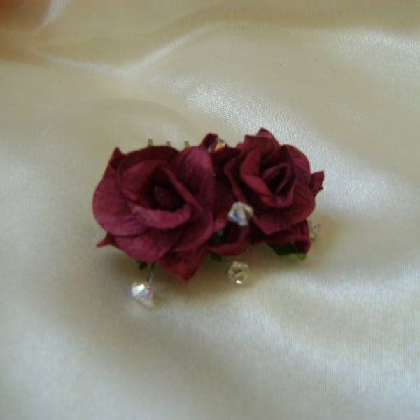 Burgundy Wild Rose Mini Comb 