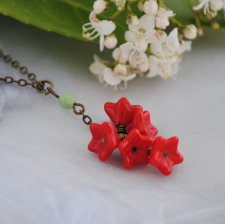 Poppy flower necklace