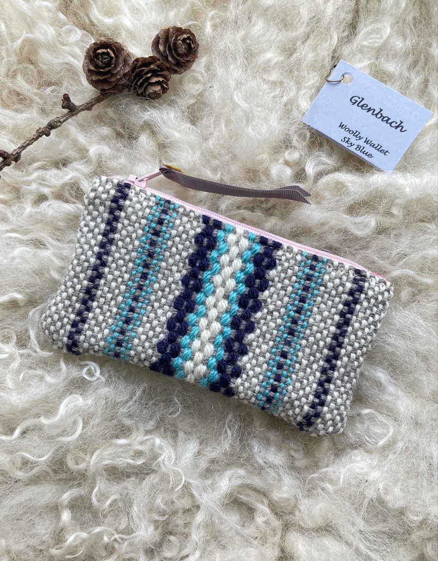 Woolly Wallet - Sky Blue. Handwoven in Wales
