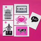 Set of SIX blank cards: PINK and BLACK!