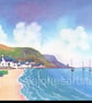 Ty Coch Inn, Porthdinllaen, North Wales, Watercolour Print in 8 x 6 '' Mount - Image 1