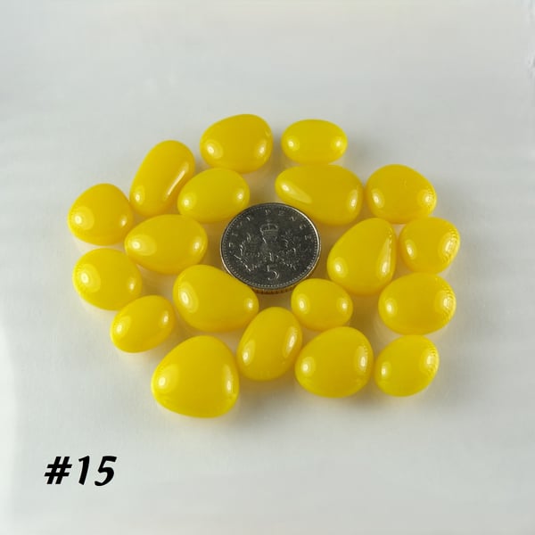 25g yellow art glass cabochons, for jewellery making, crafting (15)