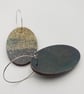 Dark green and antique gold printed oval shaped earrings - Image 4