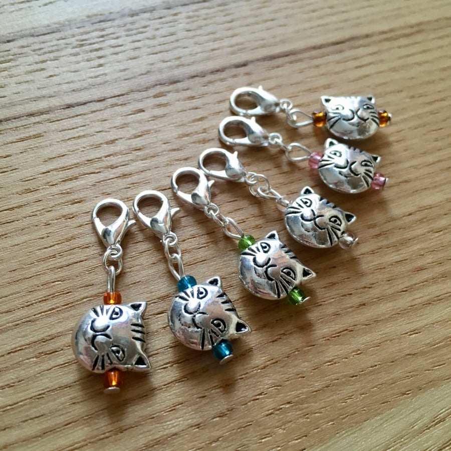 Woodland Cat Crochet Stitch Markers, Gift for Cat Lover