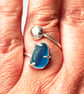 Blue Seaham Multi Seaglass Adjustable Ring Recycled Sterling Silver Gift - Image 5