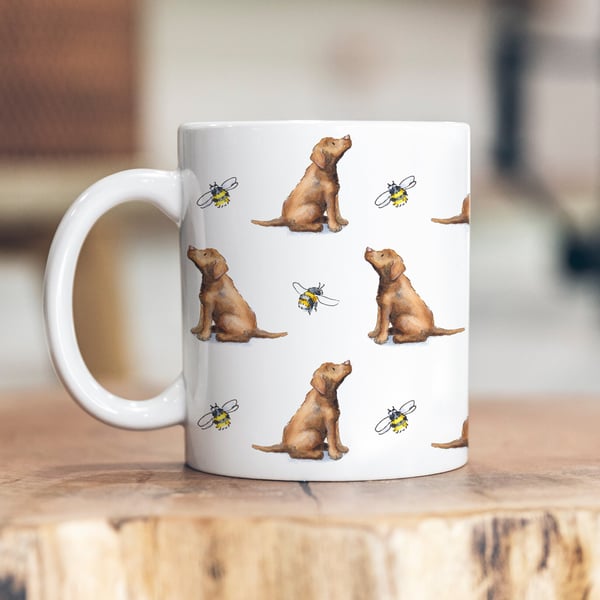 Chocolate Labrador and Bee Ceramic Mug