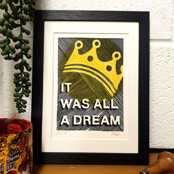 T'was all a dream- Original Lino Print