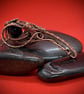 Antique copper steampunk Raven skull with Obsidian