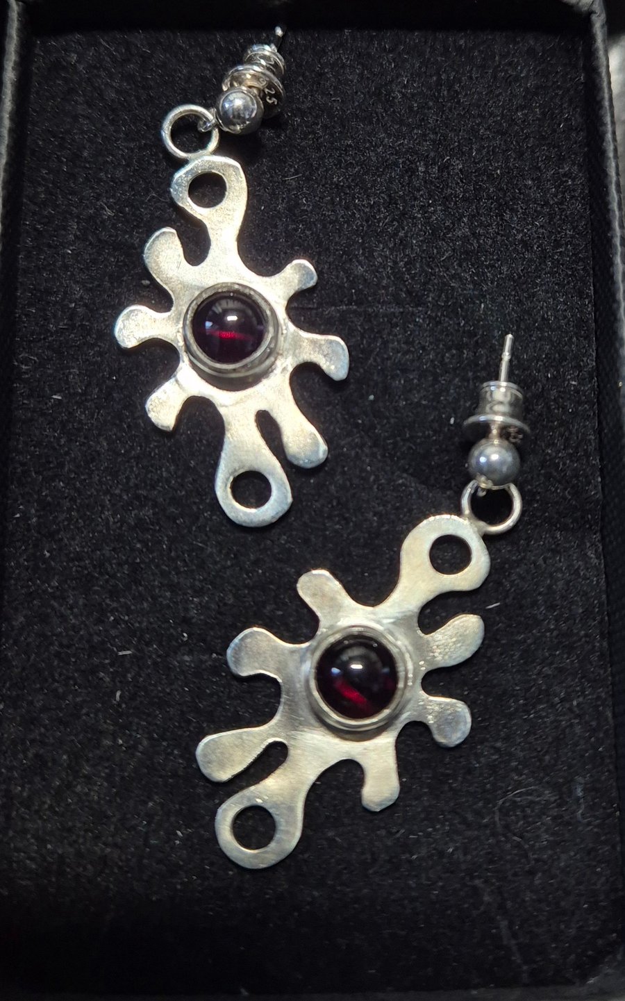 Image of  Handmade Sterling silver earings with garnet stones
