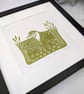 Riverbank Otter Linocut Print - Image 2