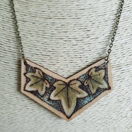 Pyrography ivy leaf  pendant