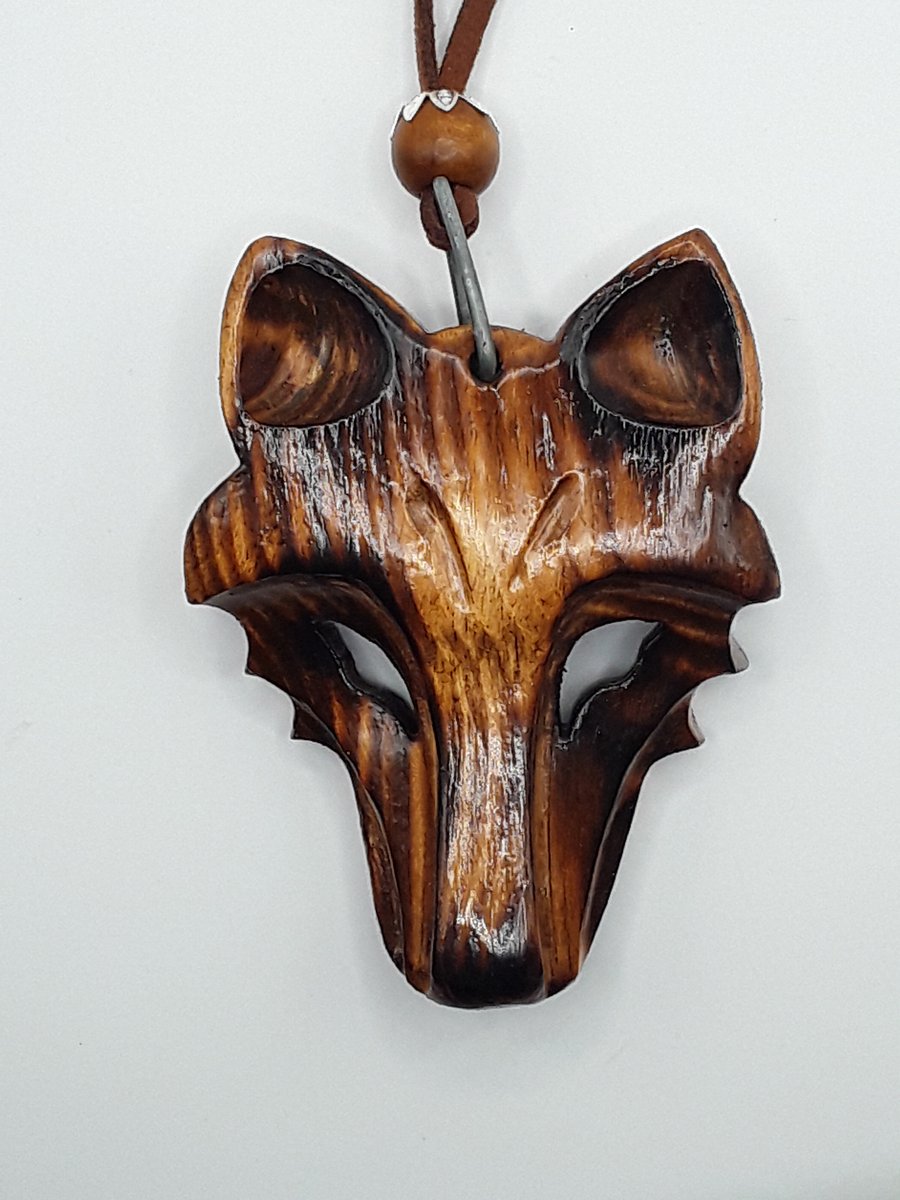 Hand Carved Wolf Necklace 