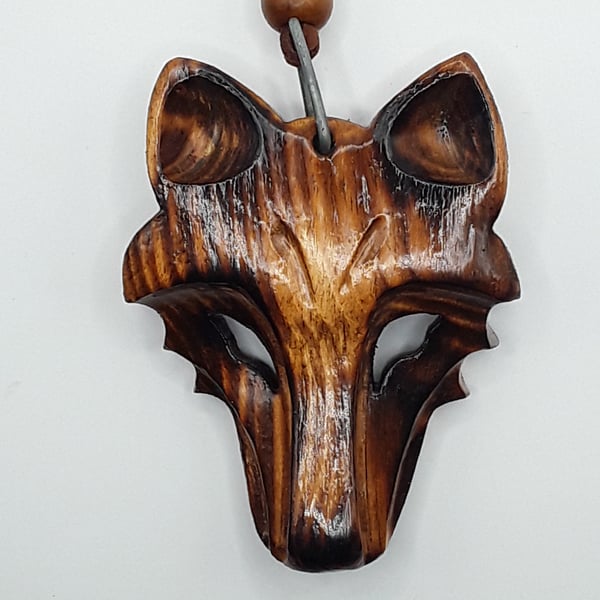 Hand Carved Wolf Necklace 