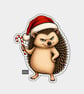 Unique Funny Christmas Sticker Xmas Decal - Cute Cheeky Hedgehog Posing