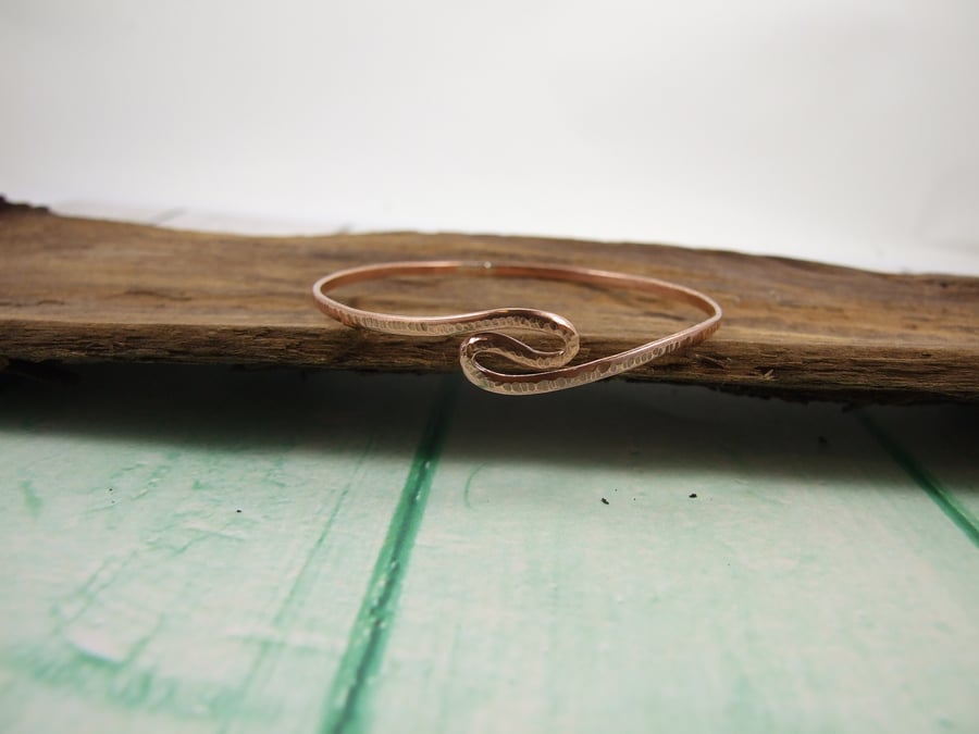 Copper Hammered Twist Bangle, Copper Bracelet 