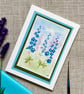 Hand painted blank card, Larkspur, floral card, one of a kind, July birthday. - Image 1
