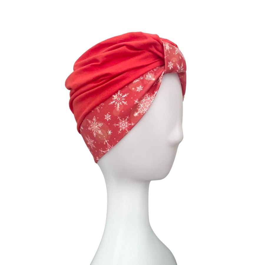 Red Cute Pre Tied Summer Alopecia Hair Loss Turban Head Scarf