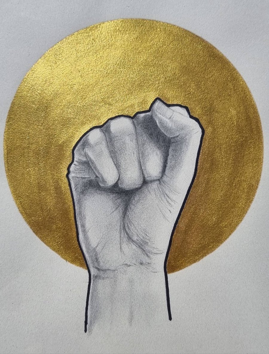 The Golden Age of Resistance Mixed Media 10x8 Original by David Nicol